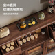 Yueying tung black walnut solid wood sideboard storage cabinet Nordic simple glass door storage cabinet wall-mounted home wine cabinet drawer cabinet black walnut two-door sideboard