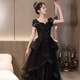 Libaixin black evening dress 2025 new style banquet light luxury niche high-end host graduation ceremony performance dress dress black M suggests 90-100Jin [Jin equals 0.5 kg]