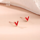 Shipulin 18K gold stud earrings 18K gold rose V-shaped earrings 18K rose gold