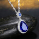 Six-maru sapphire pendant for women, Japanese and Korean silver-plated 18k gold colored gemstone necklace, precious gemstone, tanzanite accessories