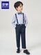 Romon-Jungen-Kleidungsanzuganzug Blumenjunge Britische Host Overalls Klavier Performance Anzug kurzärmeliges Hemd + Hose + Riemen [GIVEAWAY BUG KNAIN] 120