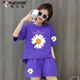 Woodpecker Pure Cotton Casual Sportswear Set Women's Summer 2025 New Fashion Korean Loose Short Sleeve Shorts Running Two-Piece Set 675 White [Chrysanthemum] XL Recommended 115-130Jin [Jin equals 0.5 kg]