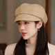 Jimmy Leaf British retro octagonal hat for women autumn and winter Korean version new painter hat casual all-match simple beret small face Mocha color M (56-58cm)
