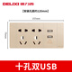 Delixi 691 Champagner Golden 118 Switch Socket Panel Neun-Loch-Steckdose 15-Loch-Wandschalterloch mit USB-Stecker (3 Positionen) 3 Open Double 5-Loch Offen