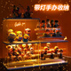 
Doll display box with light transparent display cabinet blind box storage dustproof acrylic box with ladder customization medium ceiling light with ladder two-layer 6623DT