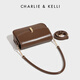 CHARLIE&KELLI CK brand bag for women, Valentine's Day birthday gift for girlfriend, retro armpit bag, single shoulder crossbody small square bag, caramel brown, Beijing warehouse delivery, gift bag + greeting card