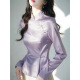 HUALIN FASHION2025早春紫色缎面衬衫新中式高端国风斜襟盘扣衬衣改良旗袍上衣女 紫色 4839 M