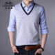 Classic Car (Laoyeche) High-End-Herren-T-Shirt mit falschem zweiteiligen Langarmjugend-Basishemd Korean Slim Strick Modentrend Herren Modell 3878 Blau 2xl 180