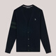 HAZZYS Men's Autumn V-neck Jacket Contrast Color Striped Sleeves Wool Cardigan Men's ABYZD0BCF10 Dark Navy DN L (175/96A 48)