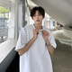
Zhidou Dou Dou's handsome shoulder pad T-shirt for men's summer hair stylist trendy short-sleeved niche design five-point half-sleeved cd1047 white one size m