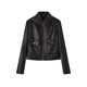 Friedensfrau Frauen Kurzjacke PU Leder Jacke für Frauen Maillard Herbst Mode High-End-Lappel Black 1 m