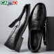 
CARTELO men's leather shoes summer breathable business casual shoes loafers one-foot hollow leather shoes men 9934 black 43