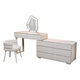 FEDDIES slate dressing table bedroom cream style Internet celebrity solid wood dressing table table six drawer cabinet integrated modern simple storage cabinet white 120CM table + cabinet + cloud mirror + petal chair solid wood six drawer cabinet slate countertop