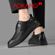 Aokang men's leather shoes 2025 new winter casual business formal wear high-end shoes men's soft sole comfortable British shoes black 41