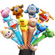 Full Pin House Birthday Scene Decoration Balloon Extended Hand-Holding Stick Party Children's Toy Stick Cartoon Multiple Styles Extended Hand-Holding Stick Balloons 20 Packs (multiple styles)