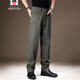 
AEMAPE high-end simple wide-leg casual pants for men in summer pure cotton comfortable loose breathable straight-dial long pants for men 1098 khaki L