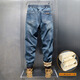Jeansvis velvet thickened men's jeans 2025 autumn and winter cold and warm velvet outer wear men's leggings harem pants K009 blue gray velvet 2XL
