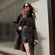 Three-color winter sheep fur grain velvet long plush jacket Teddy coat, dark gray M 160/84A