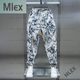MLEX衣品炫服饰男夏季宽松碎花抖抖休闲裤松紧腰薄款小束脚冰丝哈伦裤 黑色 31(建议125-135斤)