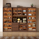 Small wooden sideboard integrated wall cabinet black walnut solid wood wine cabinet living room storage cabinet storage cabinet 1.6 meters three-door sideboard-without light combination
