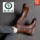 Holzspecker Offizielle Leder Martin Boots Herbst und Winter Neue Mittelröhrenstiefel weiche Sohle Low Heel Vielseitige Motorrad-Motorrad-Frauenstiefel flache Mutterstiefel Schwarz Plüsch Flaggschiff Modell 37