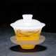 Jingdezhen high-end Qianli Jiangshan light luxury white jade glazed tea set Chinese-style household jade porcelain high-end simple glass tea cup Qianli Jiangshan master cup-white jade