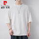 Pierre cardin (pierre cardin) 7-quarter sleeve men's short-sleeved T-shirt 2025 summer new round neck loose fit embroidered mid-sleeved trendy brand ins half-sleeved QD659 burgundy M [90-120Jin [Jin equals 0.5 kg]]