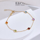 IL&CO Youke Little Sugar Bean 9K Gold Colored Natural Gemstone Bracelet Women's Garnet Birthday Gift for Girlfriend, About 1 Carat, Chain Length 16+2CM