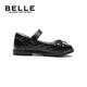 Belle Children's Shoes Girls Black Leather Shoes Spring and Autumn Soft Soled Children's Student Shoes Middle and Older Children's Performance Shoes Black 35
