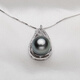 Fat Donglai same style Tahitian pearl pendant single short clavicle chain 925 silver round black mother-of-pearl necklace 14mm-15mm