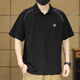 Yilangku schweres Revers kurzärmelig T-Shirt Herren loser Sommer-Bambus-Baumwoll-Baumwoll-Top Trendy Printed Polo Neck T-Shirt Black 4xl [200-220jin [Jin entspricht 0,5 kg]]]