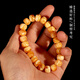 Chixing fidelity original ore Russian material old beeswax white flower tiger skin pattern old type barrel beads men and women bracelets Buddha beads bracelet single circle 10 12mm old type