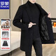 ROMON Light luxury high-end wool men's double-sided woolen coat goose down lining cashmere woolen coat mid-length autumn and winter black 9923-100 sheep-wool 185/96A 2XL-150-165Jin Jin equals 0.5 kg