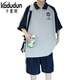 Kaduton 14-jährige Schüler der Junior High School Kurzärmelte T-Shirt 13-jähriger Jungen kurzärmeliger Anzug Big Kinder Polo-Hemd 16 Teenager Anzug 5012 Schwarz (kurzärmelige + Shorts) L (100-120jin [Jin entspricht etwa 0,5 kg]))