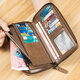 Shenshiyi men's wallet men's long multi-function clutch business casual zipper wallet retro cowhide large capacity business leather long wallet [N991 khaki]