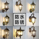 FENGLANQ outdoor wall lamp waterproof European retro balcony garden lamp American aisle staircase outdoor pastoral led wall lamp paint red hexagonal wall lamp