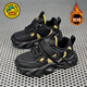 G.duck Little Yellow Duck Boys' Second Cotton Shoes 2024 New Winter Boys' Plus Velvet Shoes 4 Children 5 Warmth 6 Cotton Shoes 7 Years Old 6180 Black Gold (Added Velvet Second Cotton) Size 26 Inner Length 16.5cm