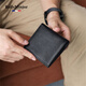 Rollsminjor Britische leichte Luxusmarke Echtes Leder Dünne Herren kleine Brieftasche Top-Schicht Cowhide Multi-Card Short Wallet Gift Box Schwarz 9,5*1*10,5 cm