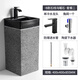 Outdoor balcony washbasin retro integrated pedestal basin courtyard Chinese outdoor washbasin black personality square B style stone line obsidian + single cold water faucet with corner
