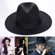 Peike Shanghai Beach Big Brim Top Hat Men's Black Woolen Hat Women's Stage Large Felt Hat Groom's Retro Gentleman Hat Spring and Summer Shanghai Beach Black Non-Adjustable
