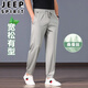 Jeep (JEEP) high-end cool mulberry silk summer thin sports men's pants tying legs pants drooping ice silk casual pants men's pants black丨Cool mulberry silk XL [suitable for 145-160Jin [Jin equals 0.5 kg]]