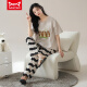 Catman Miiow Pajamas de algodón puro para mujeres en primavera y verano Pantalones de manga corta Celebración de estilo coreano suelto ropa de casa para el uso de otoño T-9717 M (80-jin [Jin equivale a 0,5 kg])