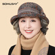 SOMUBAY (SOMUBAY) middle-aged and elderly mother hats for women, autumn and winter warm old ladies and grandmothers, woolen casual basin hats for spring and autumn, khaki color, one size adjustable (56-58CM)