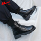 Huili Men's Shoes Martin Boots Men's British Trendy Shoes Winter Plus Velvet retro motocicleta botas para hombres de trabajo