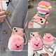 Laiji Cartoon niedliche Bibermünze Brieftasche Lanyard Apfel 15/14 Mobiltelefonhülle XS/13pro Apple 12 Soft XSMAX Frauen rosa Softschale - Plüsch Biber Coin Wallet + Crossbody Seil iPhone12Promax