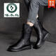 Holzspecker Offizielle Leder Martin Boots Herbst und Winter Neue Mittelröhrenstiefel weiche Sohle Low Heel Vielseitige Motorrad-Motorrad-Frauenstiefel flache Mutterstiefel Schwarz Plüsch Flaggschiff Modell 37