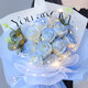 Spend time crushed ice blue roses dried bouquet immortal flowers artificial flowers for girlfriend to express love 214 Valentine's Day birthday gift 11 crushed ice blue roses + eucalyptus