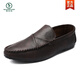 Woodpecker 2025 Nuevos zapatos de gorro para hombres Men suave zapatos de cuero casual estilo coreano zapatos perezosos zapatos de moda yl-d829 negro 39