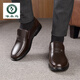 Woodpecker men's leather shoes business casual genuine leather non-slip soft sole soft surface middle-aged and elderly dad's shoes genuine leather breathable foot cover black single layer 42