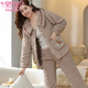 Pajama de invierno modal para mujeres Velvet Coral Velvet Calidez Lapas de terciopelo enhorabuena para mujeres puede usar ropa para el hogar trajes de dos piezas para invierno B683# Deep Purple Rabbit 2xl 140-160Jin [Jin equivale a 0.5 kg]